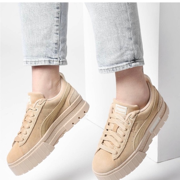 Puma Women’s Mayze Suede Platform Casual Shoes in Light Sand - Picture 5 of 10